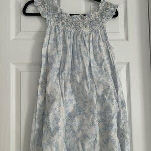 Blue and White Floral Sleeveless Dress